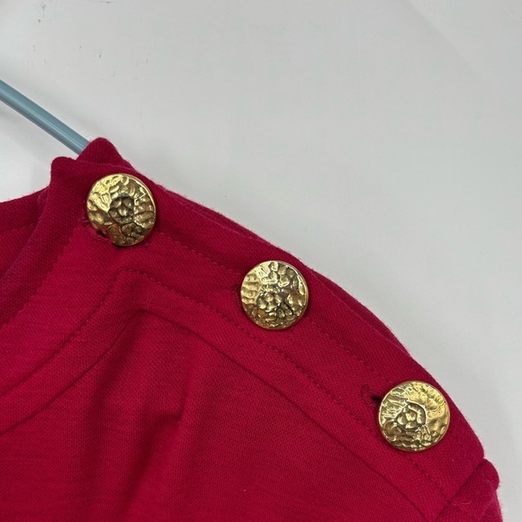 Vintage MaxMara Red Knit Sweater Dress with Gold Buttons Large - Picture 2 of 5
